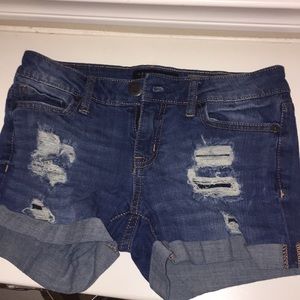 Dark wash blue jean shorts